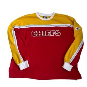 KC Chief's Adult Size XL Crew Neck Sweatshirt Red Yellow Football Long Sleeve